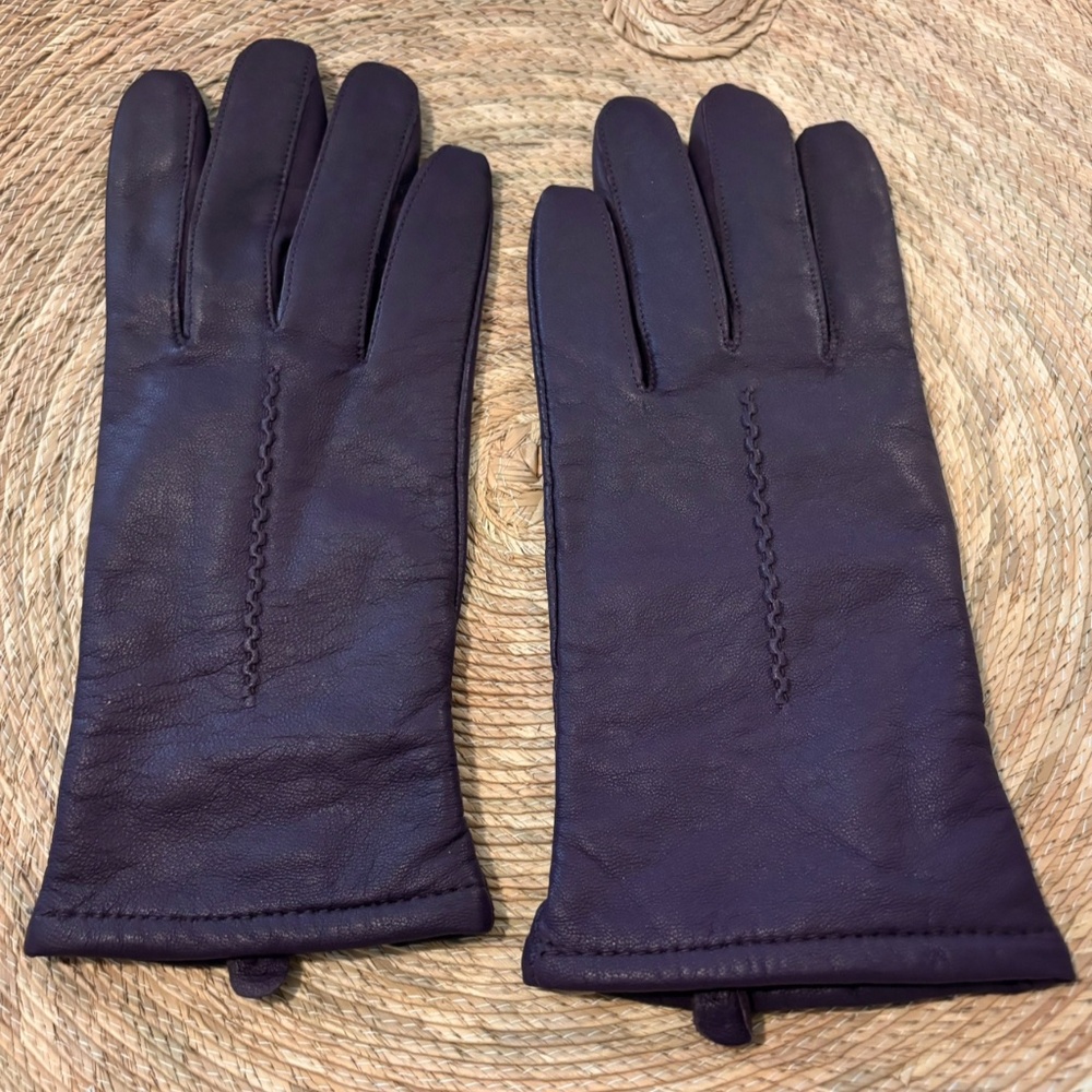 Purple leather gloves